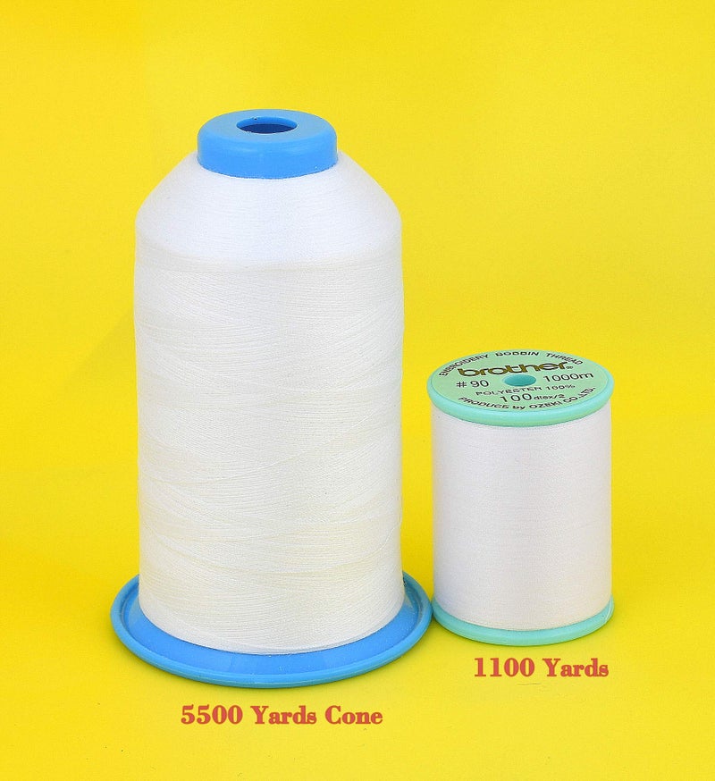 ThreadNanny 2-Pack Premium 90 WT Machine Embroidery Bobbin Thread White - Set of 2 X-Large Huge Polyester Cones 5500 Yards Each Spool Lint Free White Thread - Compatible with All Embroidery and Sewing Machines - Image 3